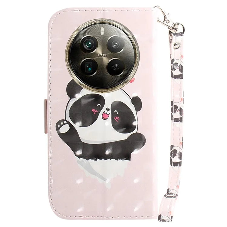For Realme 12 Pro 5G / 12 Pro+ 5G Wallet Case Pattern Printed Leather Cover with Strap