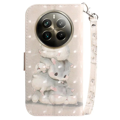 For Realme 12 Pro 5G / 12 Pro+ 5G Wallet Case Pattern Printed Leather Cover with Strap