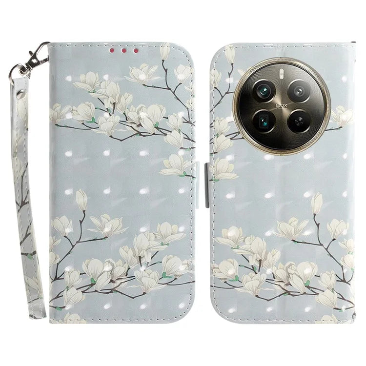 For Realme 12 Pro 5G / 12 Pro+ 5G Wallet Case Pattern Printed Leather Cover with Strap