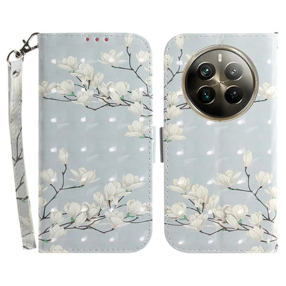 For Realme 12 Pro 5G / 12 Pro+ 5G Wallet Case Pattern Printed Leather Cover with Strap