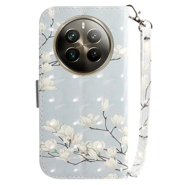 For Realme 12 Pro 5G / 12 Pro+ 5G Wallet Case Pattern Printed Leather Cover with Strap