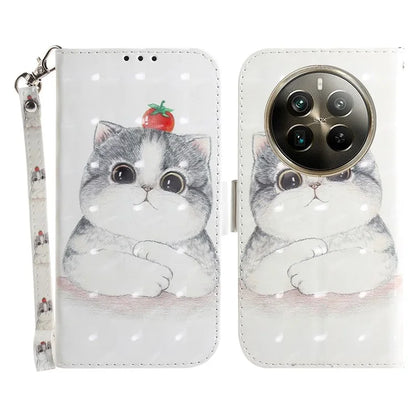 For Realme 12 Pro 5G / 12 Pro+ 5G Wallet Case Pattern Printed Leather Cover with Strap