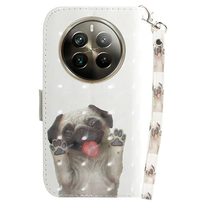 For Realme 12 Pro 5G / 12 Pro+ 5G Wallet Case Pattern Printed Leather Cover with Strap