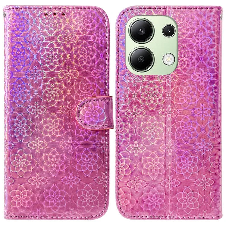 For Xiaomi Redmi Note 13 4G Wallet Case PU Leather Dazzling Flower Phone Cover