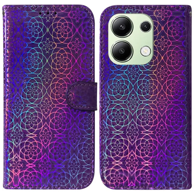For Xiaomi Redmi Note 13 4G Wallet Case PU Leather Dazzling Flower Phone Cover
