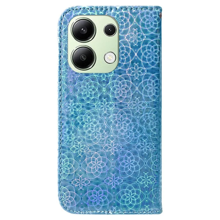 For Xiaomi Redmi Note 13 4G Wallet Case PU Leather Dazzling Flower Phone Cover