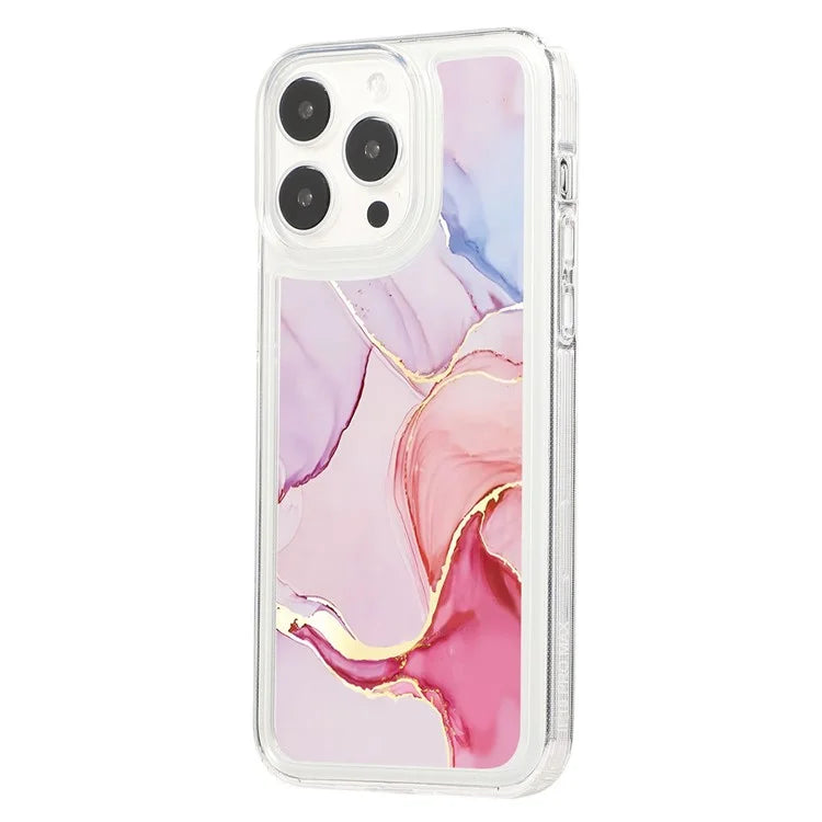 For iPhone 14 Pro TPU Case Marble Pattern Airbag Protection Back Phone Cover