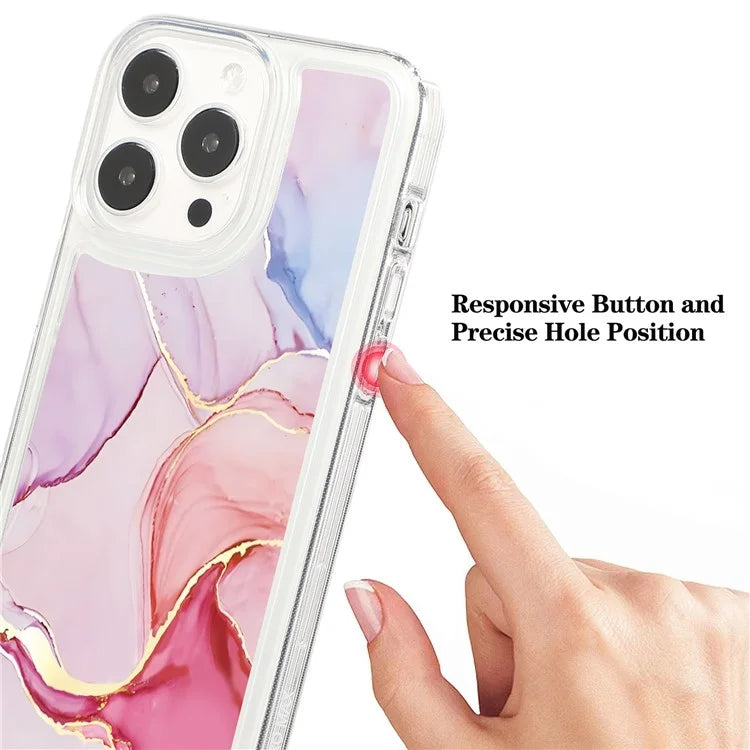 For iPhone 14 Pro TPU Case Marble Pattern Airbag Protection Back Phone Cover