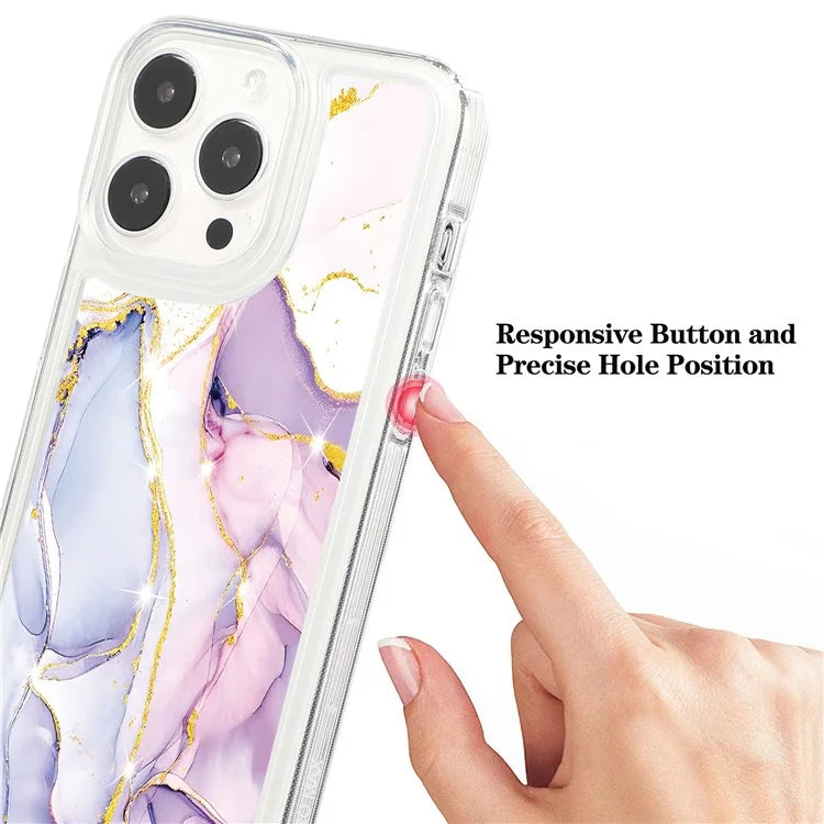 For iPhone 14 Pro TPU Case Marble Pattern Airbag Protection Back Phone Cover