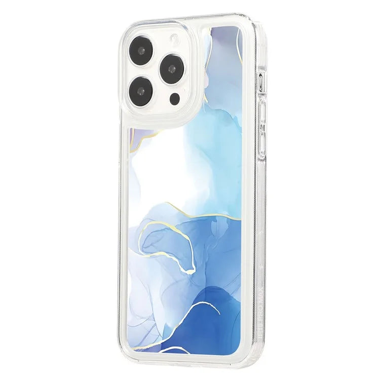 For iPhone 14 Pro TPU Case Marble Pattern Airbag Protection Back Phone Cover