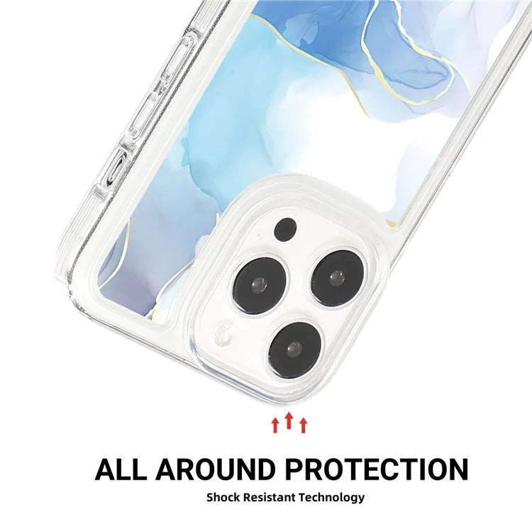 For iPhone 14 Pro TPU Case Marble Pattern Airbag Protection Back Phone Cover