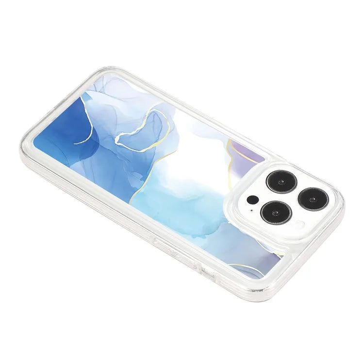 For iPhone 14 Pro TPU Case Marble Pattern Airbag Protection Back Phone Cover