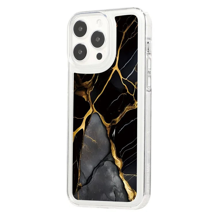 For iPhone 14 Pro TPU Case Marble Pattern Airbag Protection Back Phone Cover