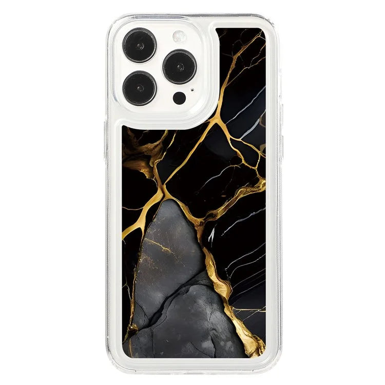 For iPhone 14 Pro TPU Case Marble Pattern Airbag Protection Back Phone Cover