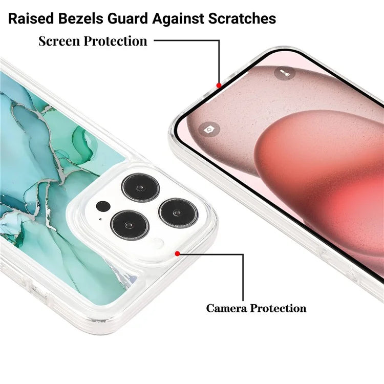 For iPhone 14 Pro TPU Case Marble Pattern Airbag Protection Back Phone Cover