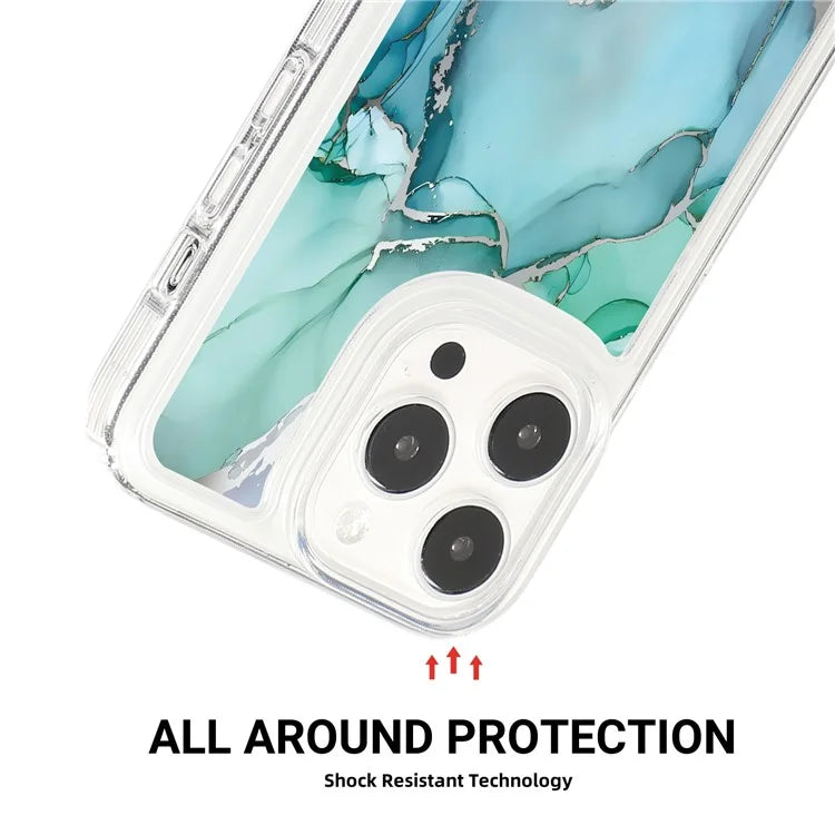 For iPhone 14 Pro TPU Case Marble Pattern Airbag Protection Back Phone Cover