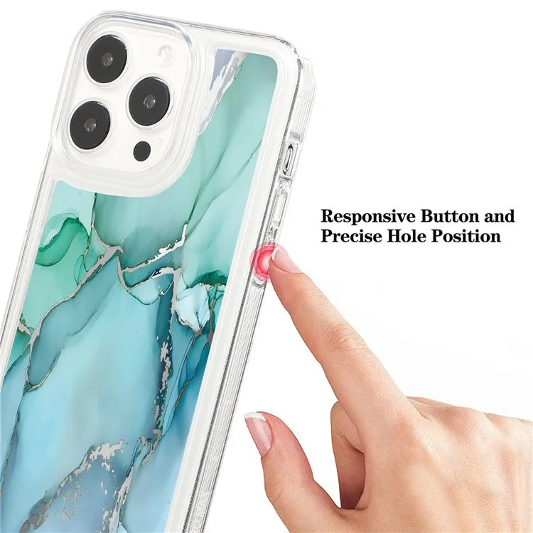 For iPhone 14 Pro TPU Case Marble Pattern Airbag Protection Back Phone Cover
