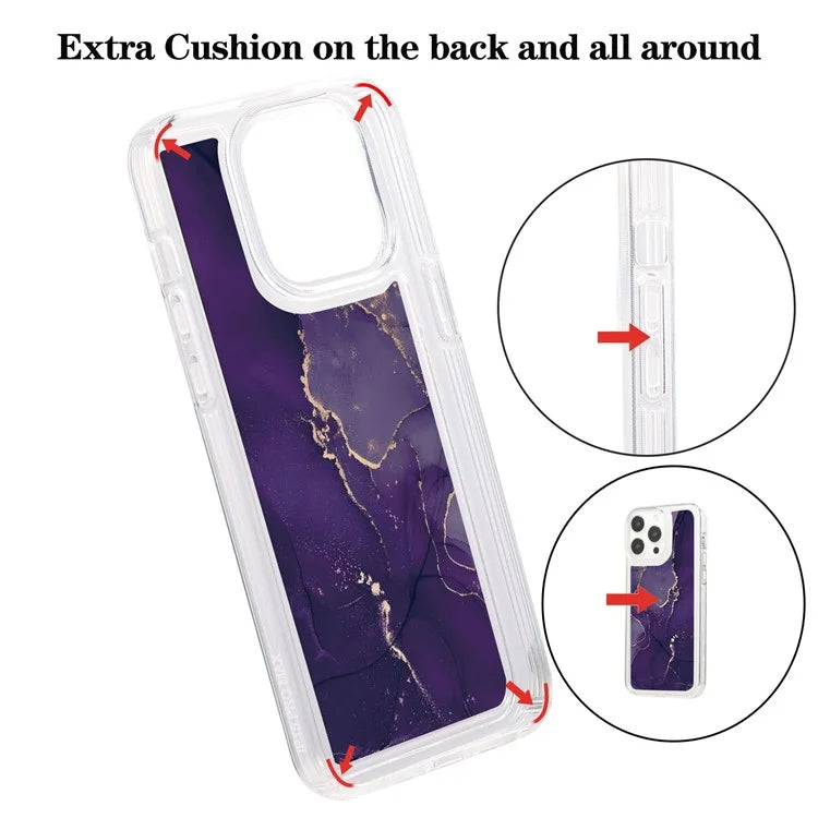 For iPhone 14 Pro TPU Case Marble Pattern Airbag Protection Back Phone Cover0
