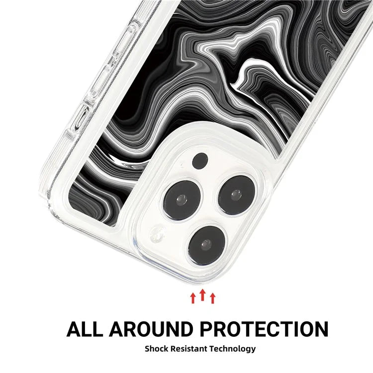 For iPhone 14 Pro TPU Case Marble Pattern Airbag Protection Back Phone Cover2