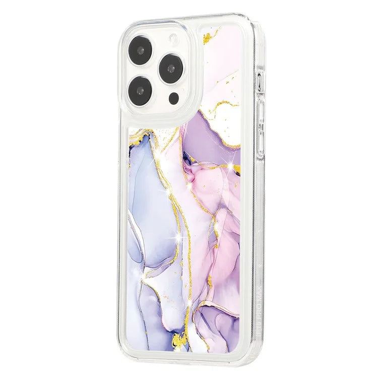 For iPhone 15 Pro Case Marble Pattern TPU Airbag Structure Phone Shell