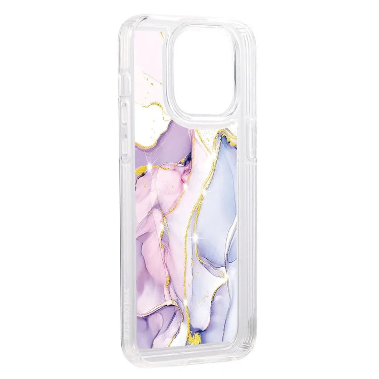 For iPhone 15 Pro Case Marble Pattern TPU Airbag Structure Phone Shell