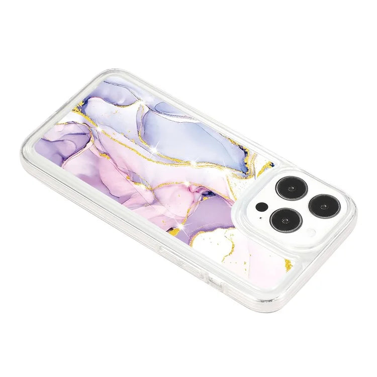 For iPhone 15 Pro Case Marble Pattern TPU Airbag Structure Phone Shell
