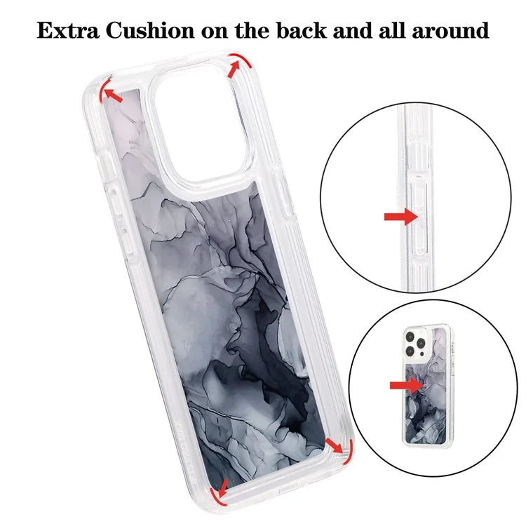 For iPhone 15 Pro Case Marble Pattern TPU Airbag Structure Phone Shell
