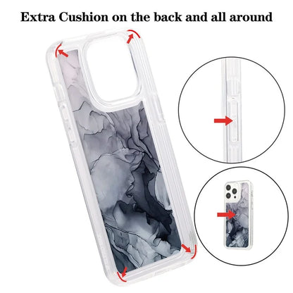 For iPhone 15 Pro Case Marble Pattern TPU Airbag Structure Phone Shell