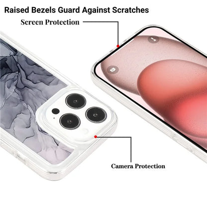 For iPhone 15 Pro Case Marble Pattern TPU Airbag Structure Phone Shell