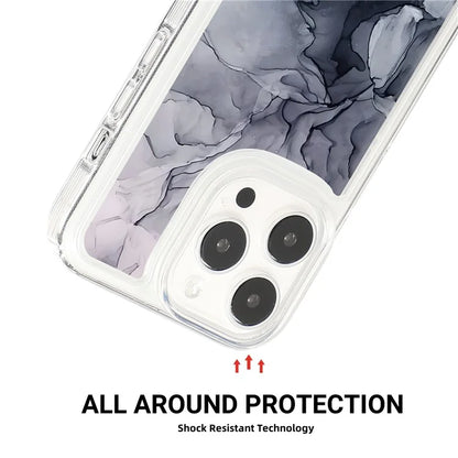 For iPhone 15 Pro Case Marble Pattern TPU Airbag Structure Phone Shell