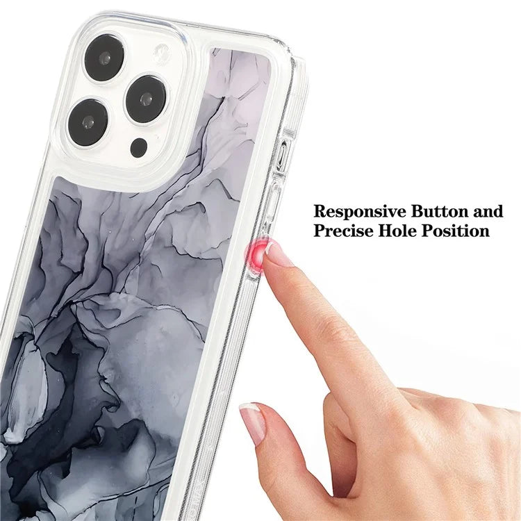 For iPhone 15 Pro Case Marble Pattern TPU Airbag Structure Phone Shell