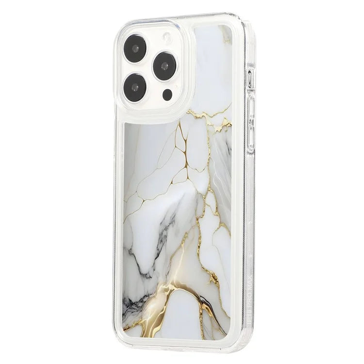 For iPhone 15 Pro Case Marble Pattern TPU Airbag Structure Phone Shell