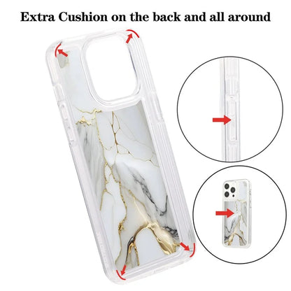 For iPhone 15 Pro Case Marble Pattern TPU Airbag Structure Phone Shell