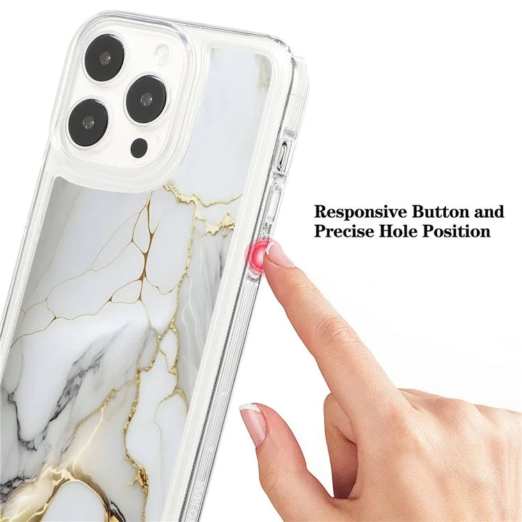 For iPhone 15 Pro Case Marble Pattern TPU Airbag Structure Phone Shell