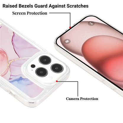 For iPhone 15 Pro Case Marble Pattern TPU Airbag Structure Phone Shell