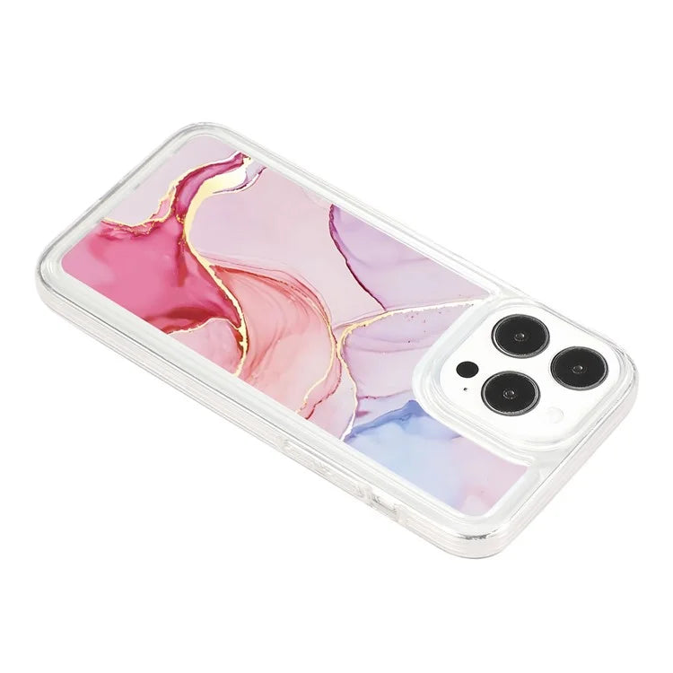 For iPhone 15 Pro Case Marble Pattern TPU Airbag Structure Phone Shell