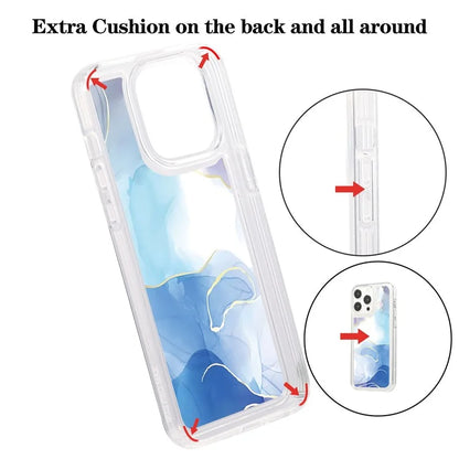 For iPhone 15 Pro Case Marble Pattern TPU Airbag Structure Phone Shell