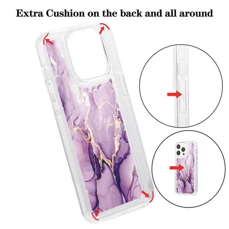 For iPhone 15 Pro Case Marble Pattern TPU Airbag Structure Phone Shell