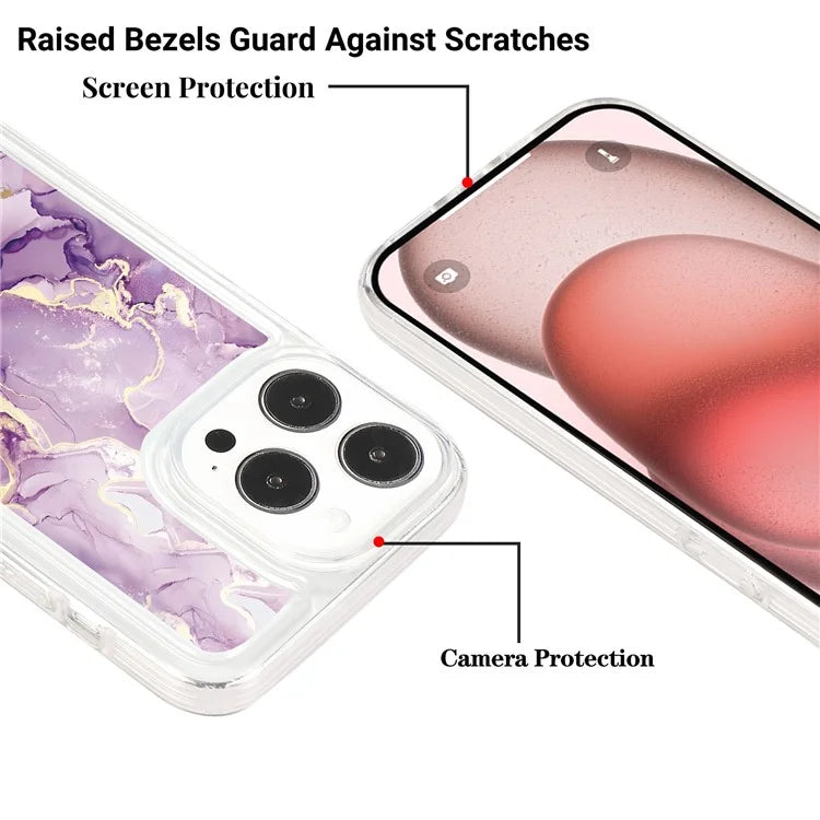 For iPhone 15 Pro Case Marble Pattern TPU Airbag Structure Phone Shell