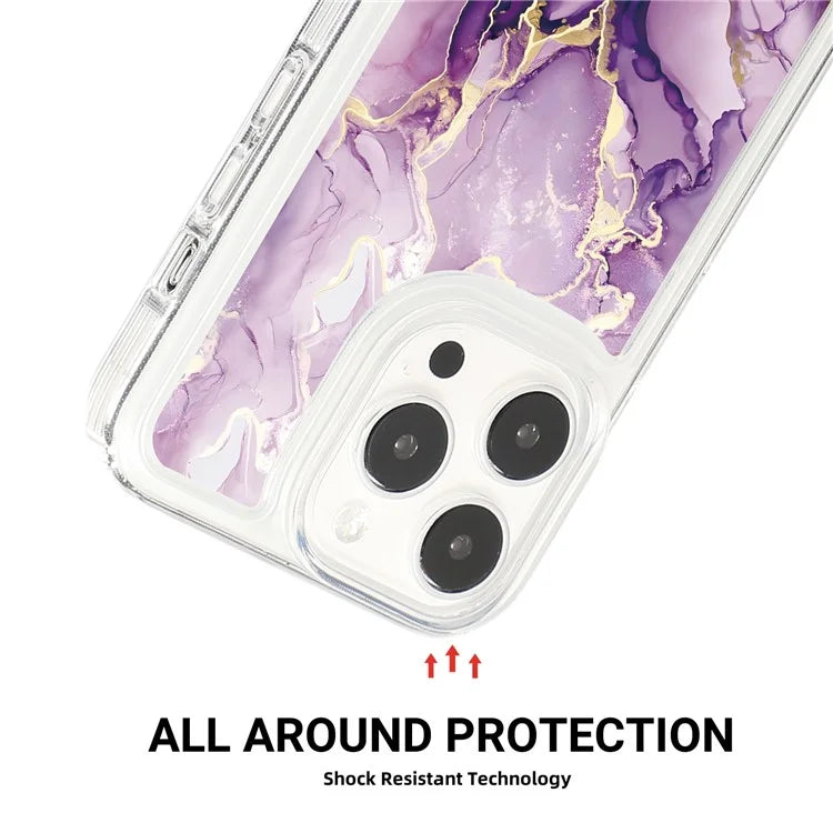For iPhone 15 Pro Case Marble Pattern TPU Airbag Structure Phone Shell