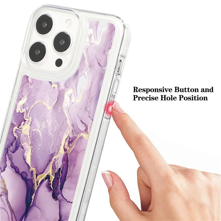 For iPhone 15 Pro Case Marble Pattern TPU Airbag Structure Phone Shell