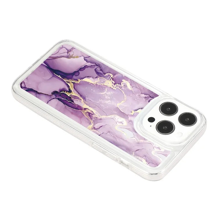 For iPhone 15 Pro Case Marble Pattern TPU Airbag Structure Phone Shell
