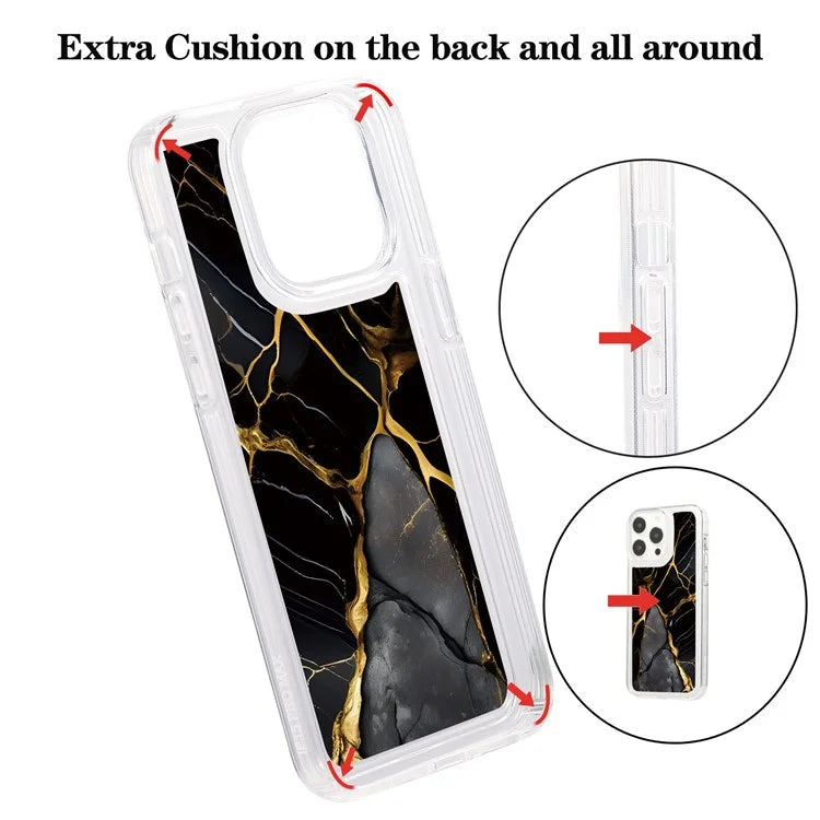 For iPhone 15 Pro Case Marble Pattern TPU Airbag Structure Phone Shell