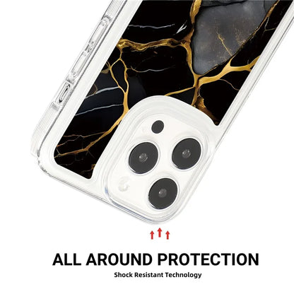 For iPhone 15 Pro Case Marble Pattern TPU Airbag Structure Phone Shell