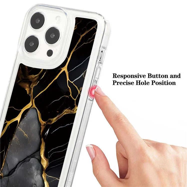 For iPhone 15 Pro Case Marble Pattern TPU Airbag Structure Phone Shell
