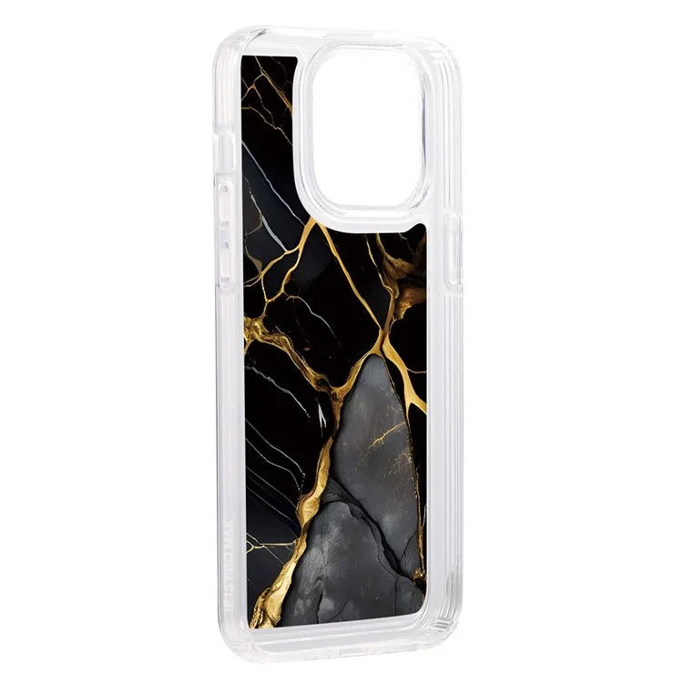 For iPhone 15 Pro Case Marble Pattern TPU Airbag Structure Phone Shell