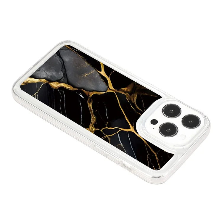 For iPhone 15 Pro Case Marble Pattern TPU Airbag Structure Phone Shell