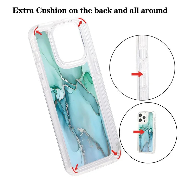 For iPhone 15 Pro Case Marble Pattern TPU Airbag Structure Phone Shell