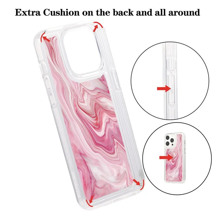 For iPhone 15 Pro Case Marble Pattern TPU Airbag Structure Phone Shell