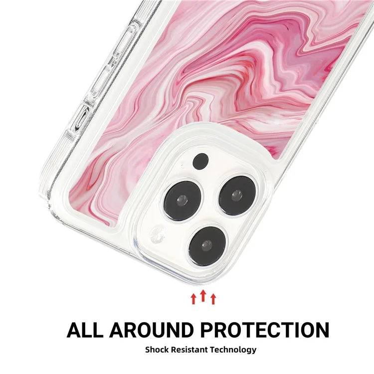 For iPhone 15 Pro Case Marble Pattern TPU Airbag Structure Phone Shell